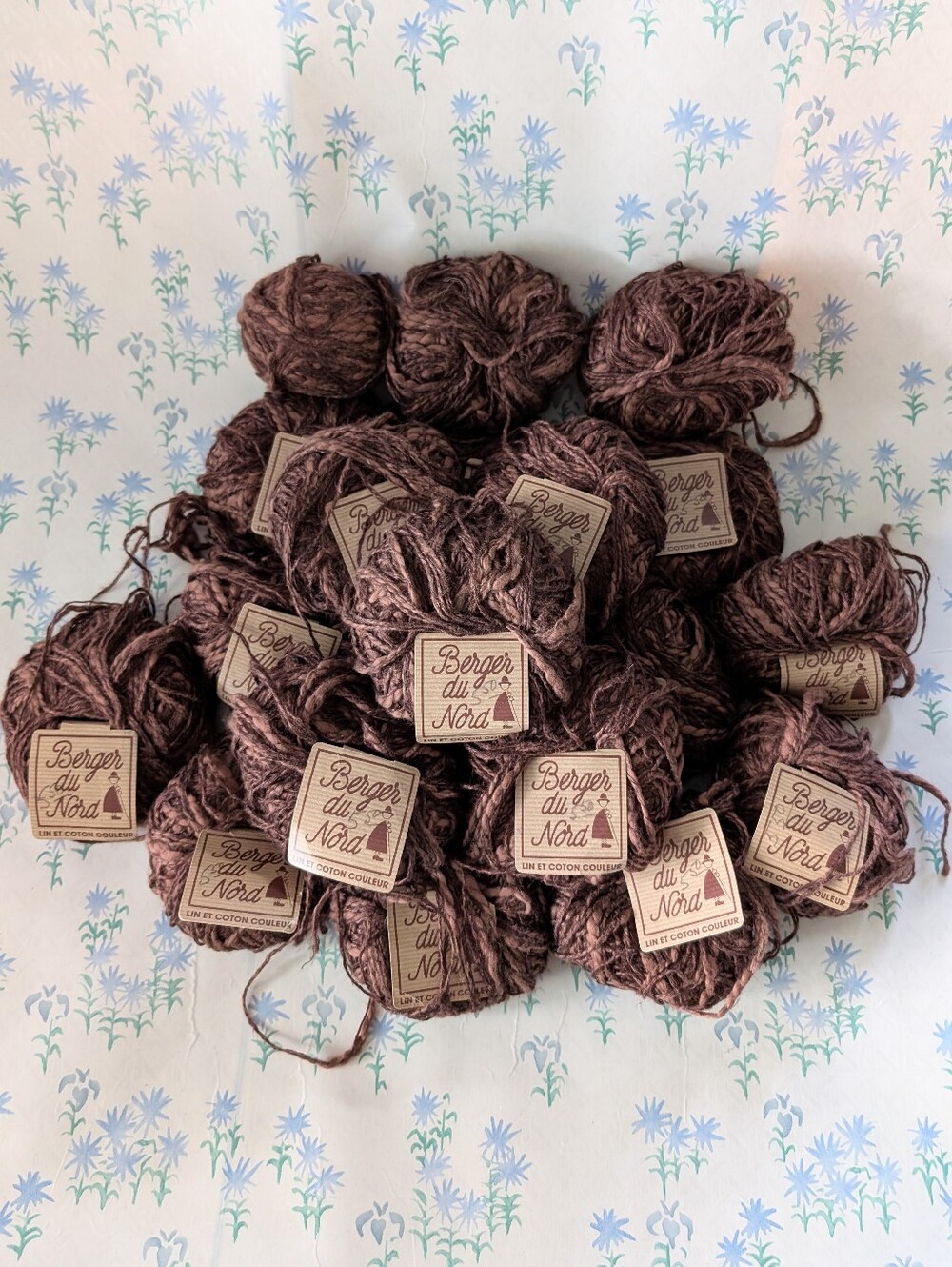 Berger Du Nord Lin et Coton Couleur Yarn NEW Brown Cotton Linen Group 20 Vintage